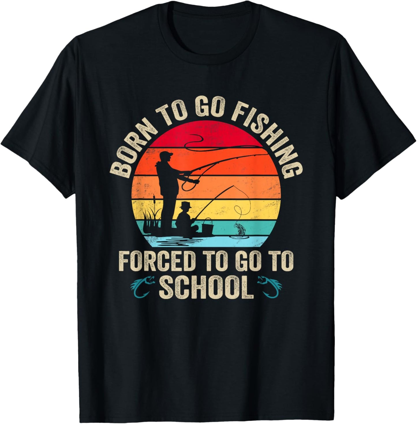 Funny Born To Go Fishing Bass Fish Fisherman Boys T-Shirt - T-Shirt | Black