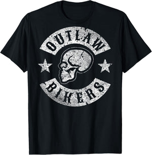 Outlaw Biker Shirt Skull Motorcycle chopper T-Shirt - T-Shirt | Black