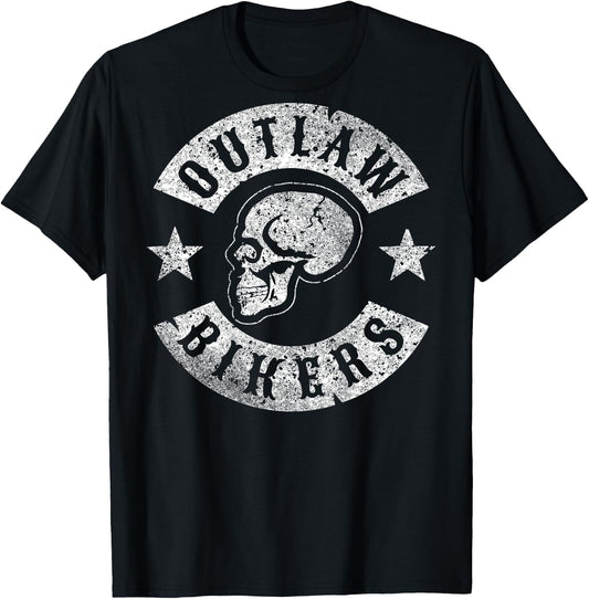 Outlaw Biker Shirt Skull Motorcycle chopper T-Shirt - T-Shirt | Black
