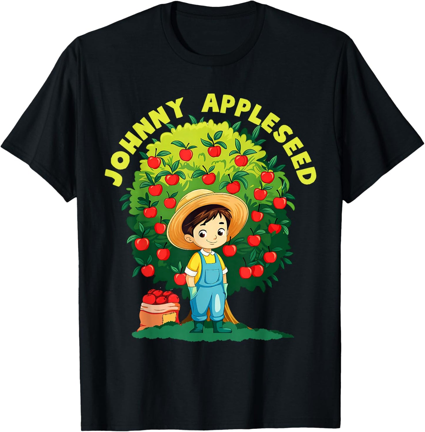 Johnny Appleseed Lazy Costume for Boys & Girls Kids T-Shirt - T-Shirt | Black