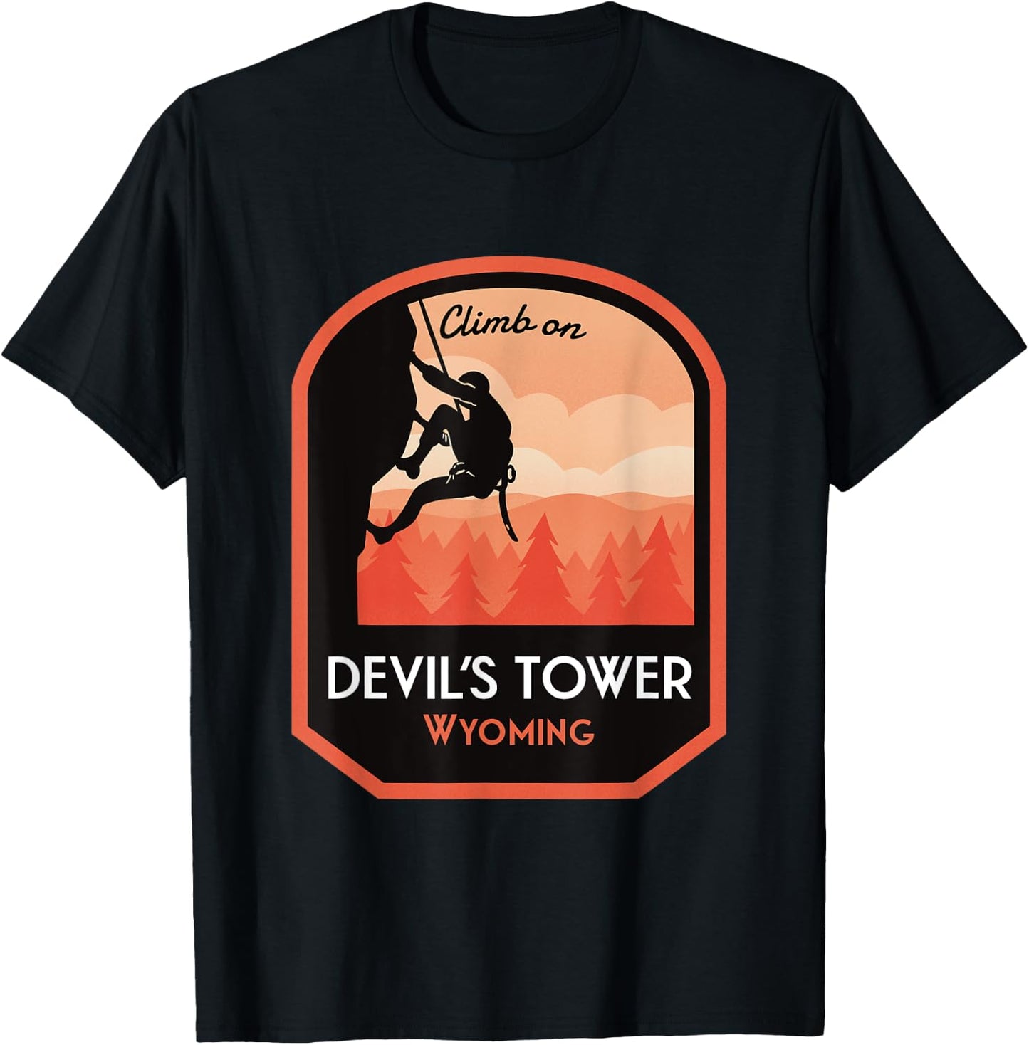 Devils Tower Wyoming Rock Climbing T-Shirt - T-Shirt | Black