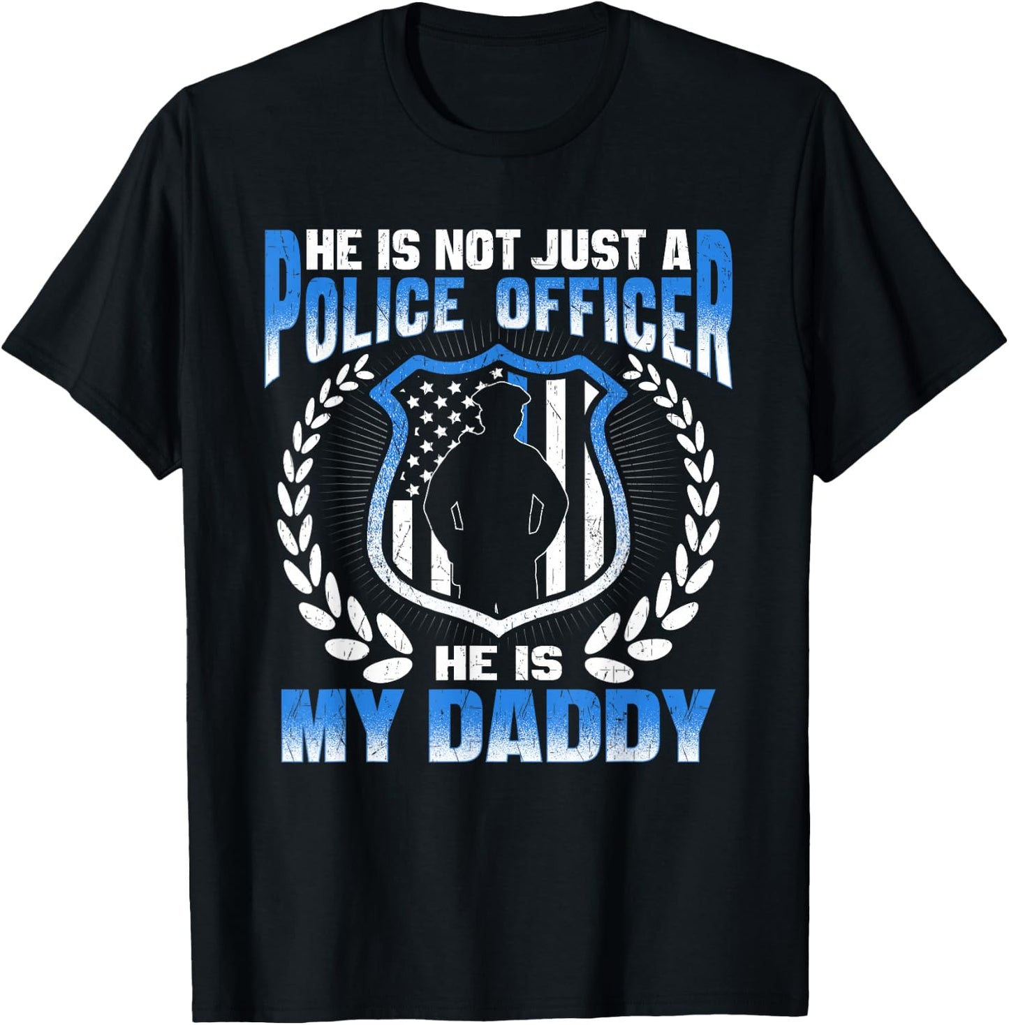 My Daddy Is A Brave Police Officer Proud Police Daughter Son T-Shirt - T-Shirt | Black