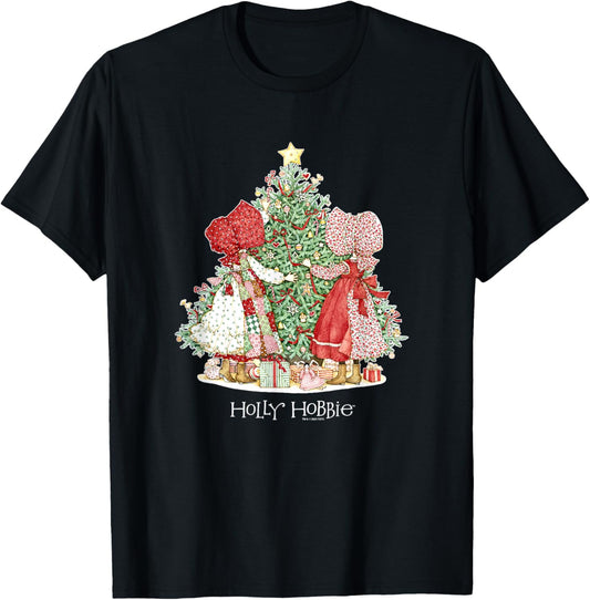 Holly Hobbie Christmas Spirit Decorating Tree Vintage Logo T-Shirt - T-Shirt | Black