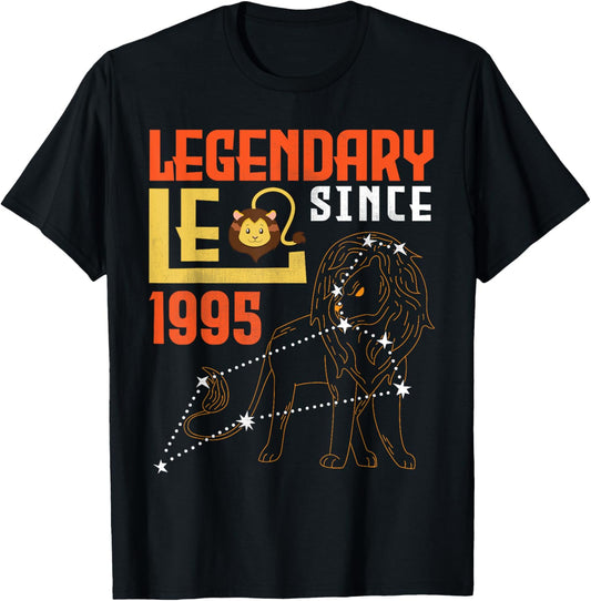 Legendary Leo Since 1995 Happy Birthday 30 Years Old To Me T-Shirt - T-Shirt | Black