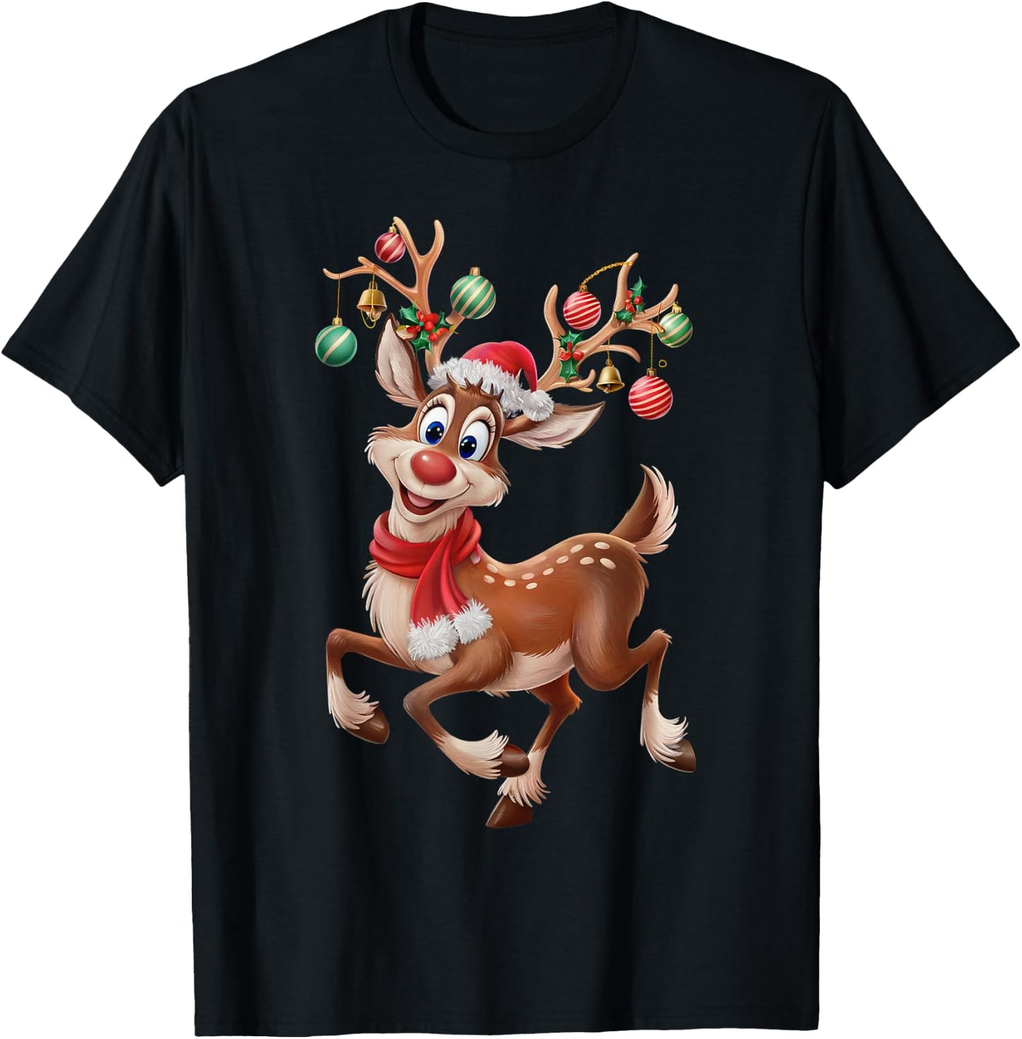 funny Rudolph The Red Nose Reindeer For Kids & Christmas boy T-Shirt - T-Shirt | Black
