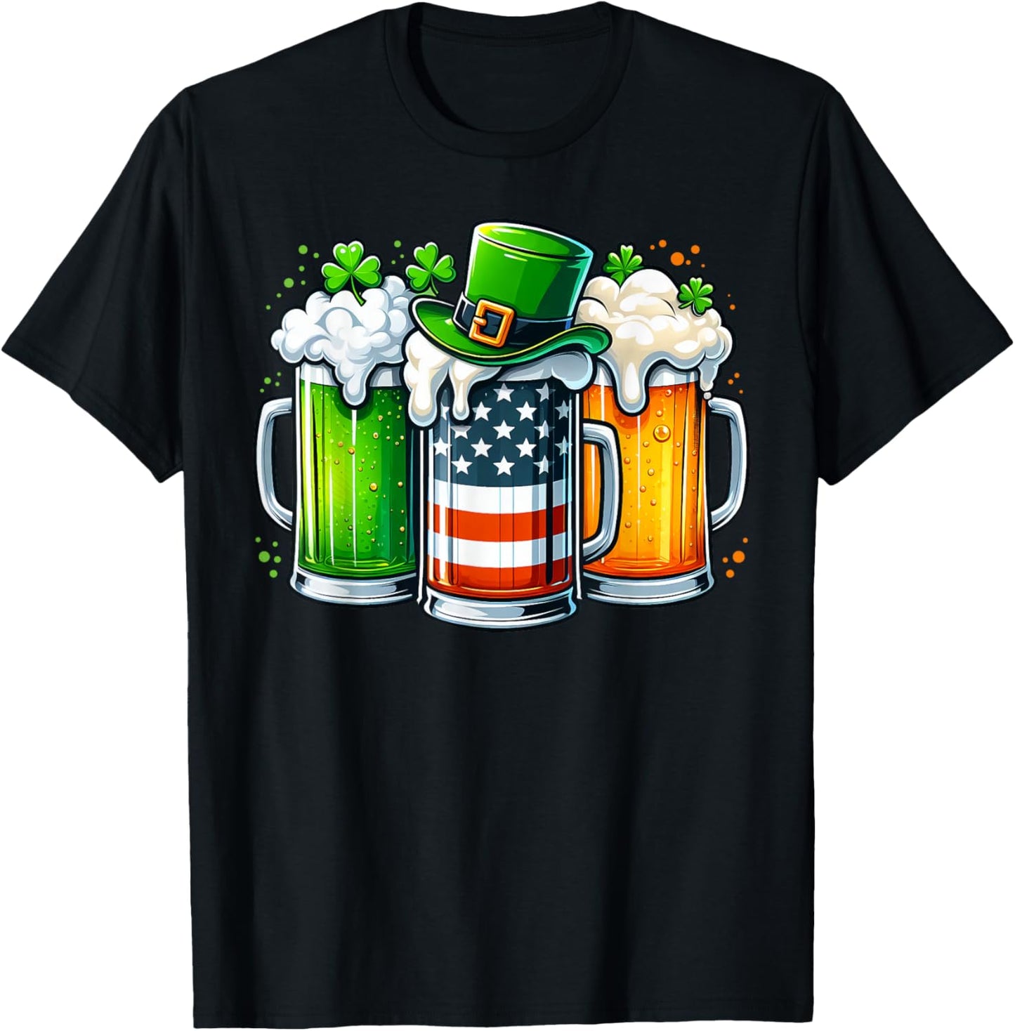 Irish Beer Ireland Flag St Patricks Day Men Women Leprechaun T-Shirt - T-Shirt | Black