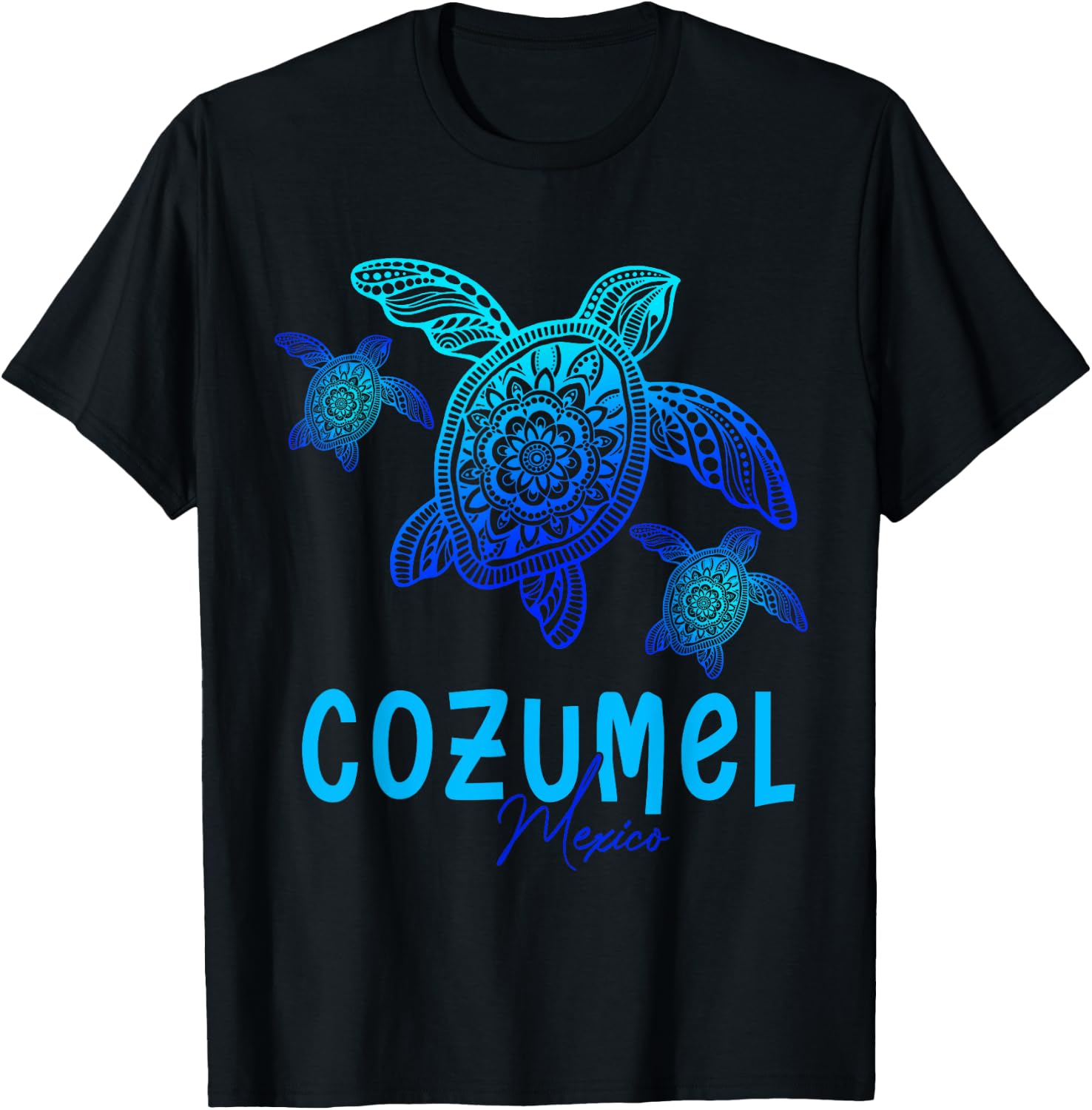 Tribal Sea Turtle Cozumel Mexico Vacation T-Shirt - T-Shirt | Black