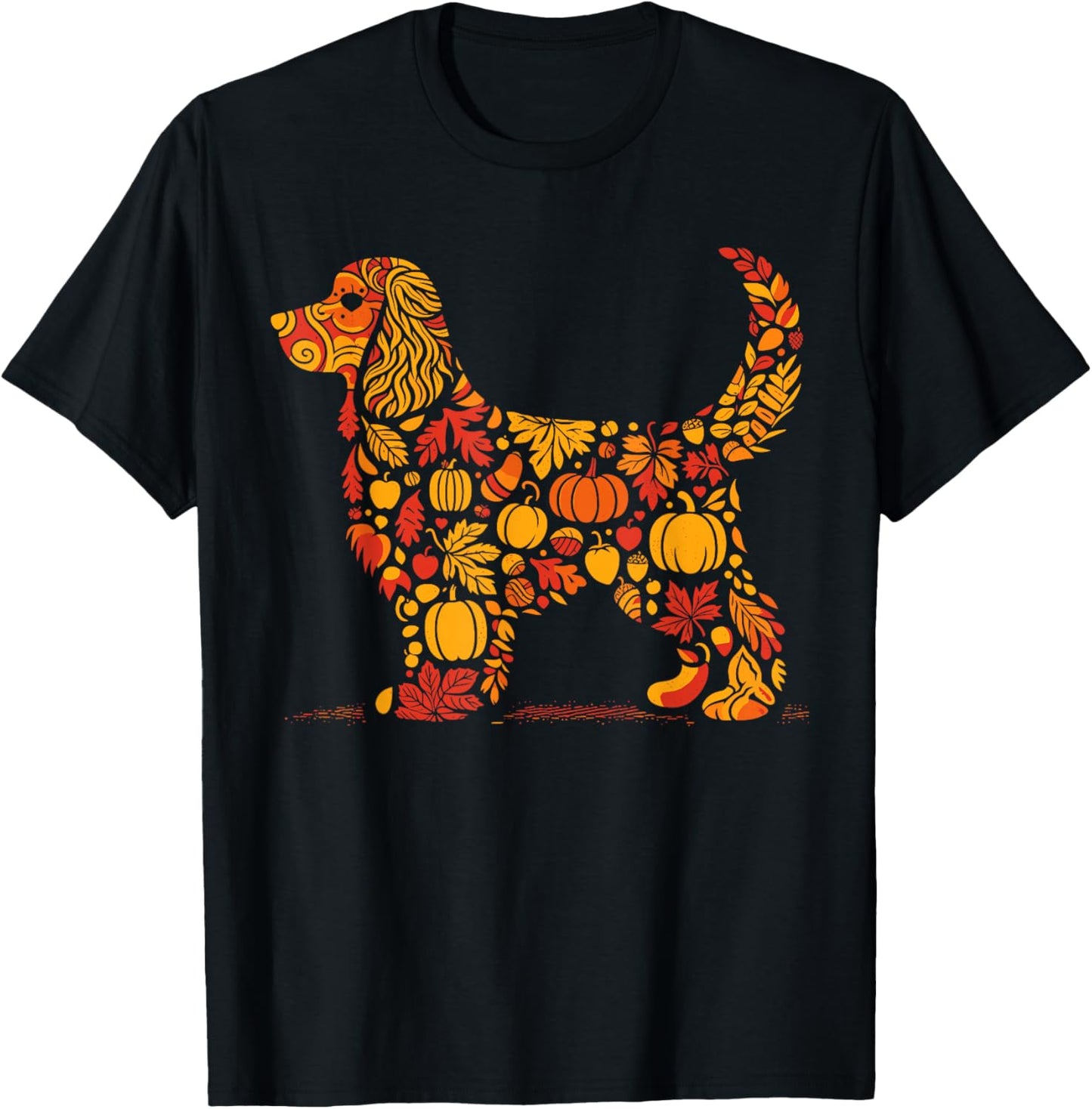 Autumn Pumpkin Cocker Spaniel Thanksgiving Kids T-Shirt - T-Shirt | Black