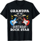 Grandpa Of The Birthday Rock Star Guitar Themed Birthday T-Shirt - T-Shirt | Black