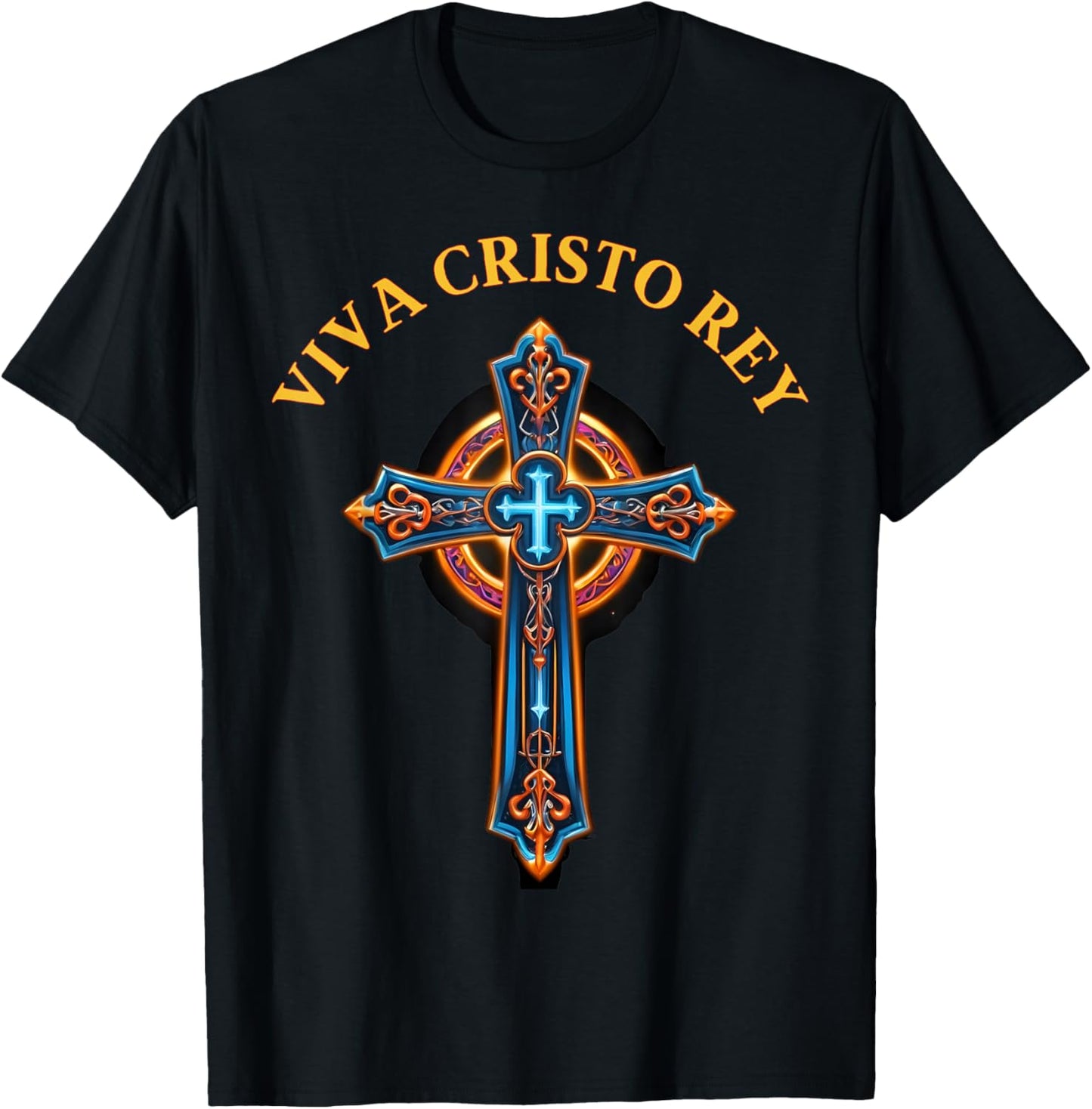 Roman Catholic Viva Cristo Rey Cristeros Cross T-Shirt - T-Shirt | Black
