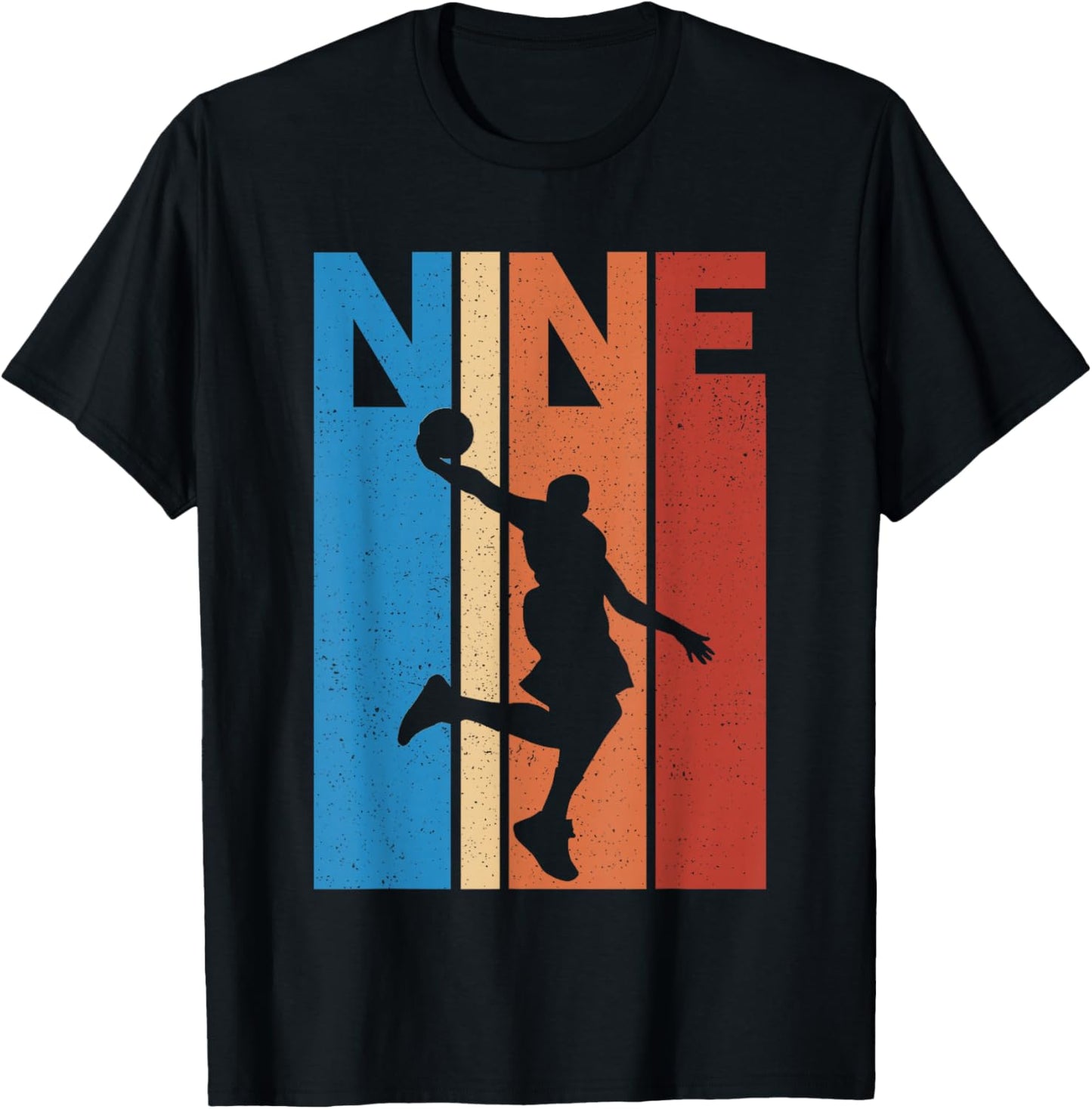 9th Birthday Party Nine 9 Years Old Basketball Kids Boys T-Shirt - T-Shirt | Black