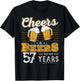Funny Cheers And Beers To My 57 Years 57th Birthday T-Shirt - T-Shirt | Black