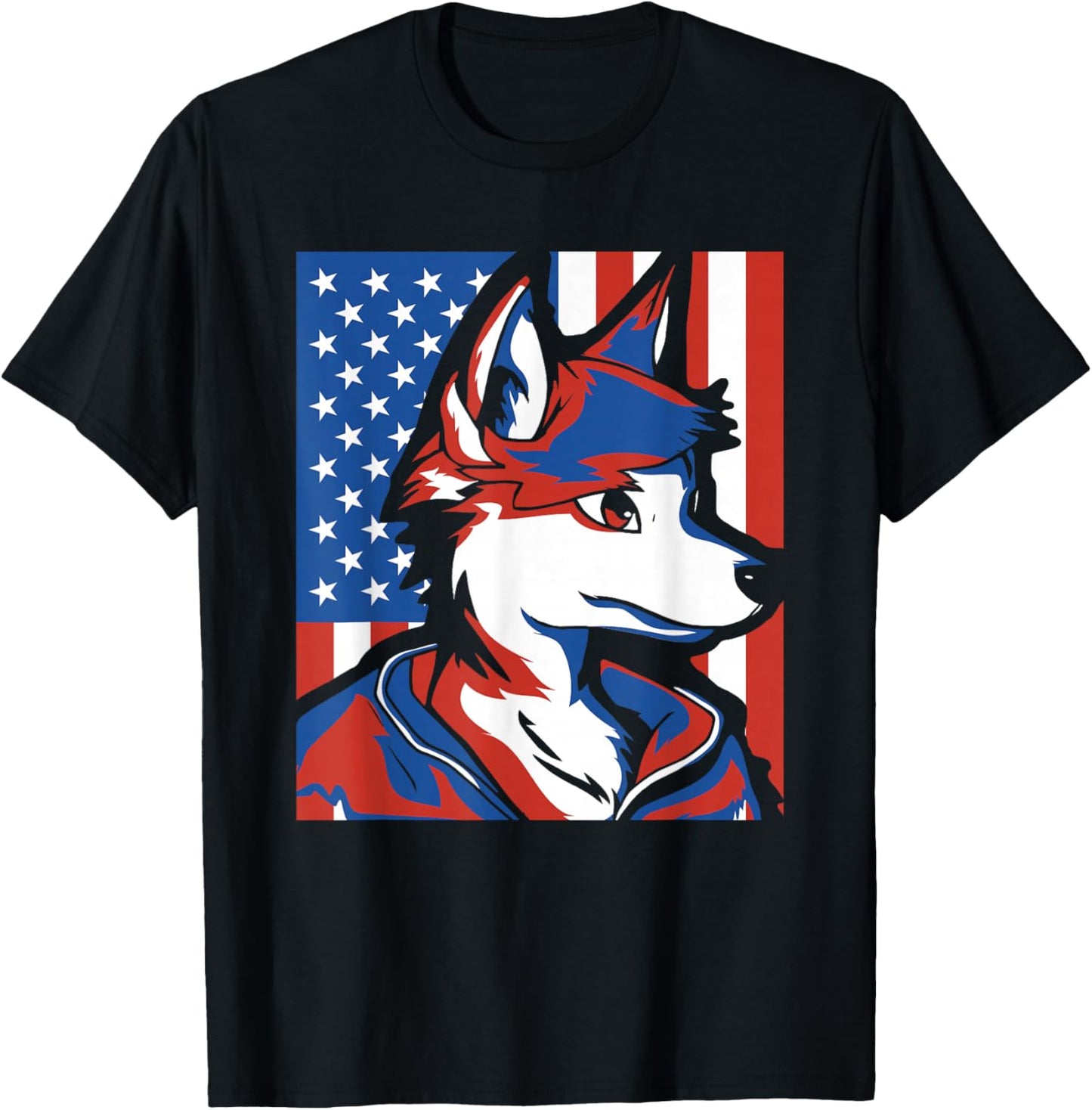 Furry Fandom Us Flag Cosplay Furs - Fursuiter Fursuits T-Shirt - T-Shirt | Black