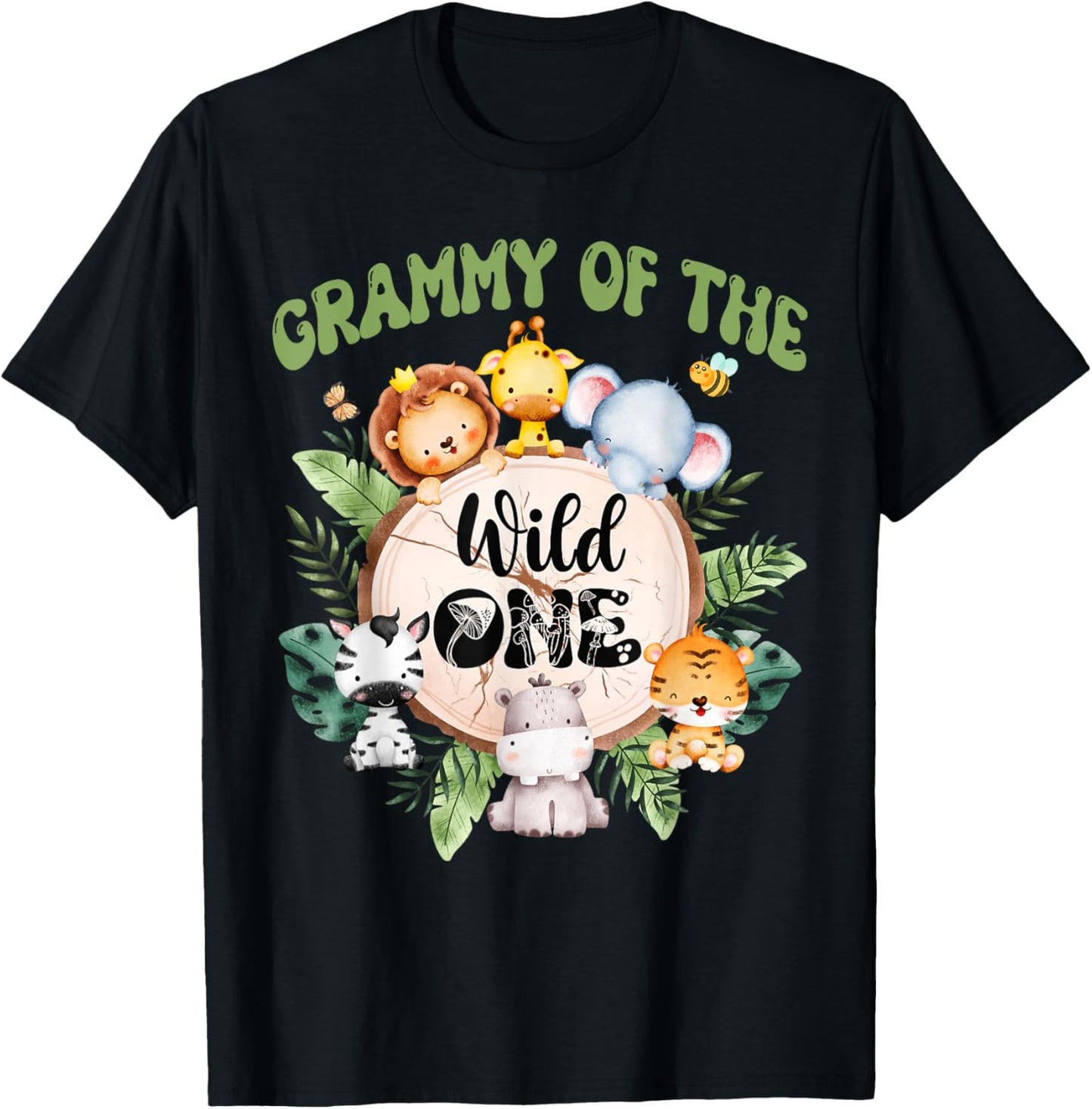 Grammy Of The Wild One 1st Birthday Safari Family Matching T-Shirt - T-Shirt | Black