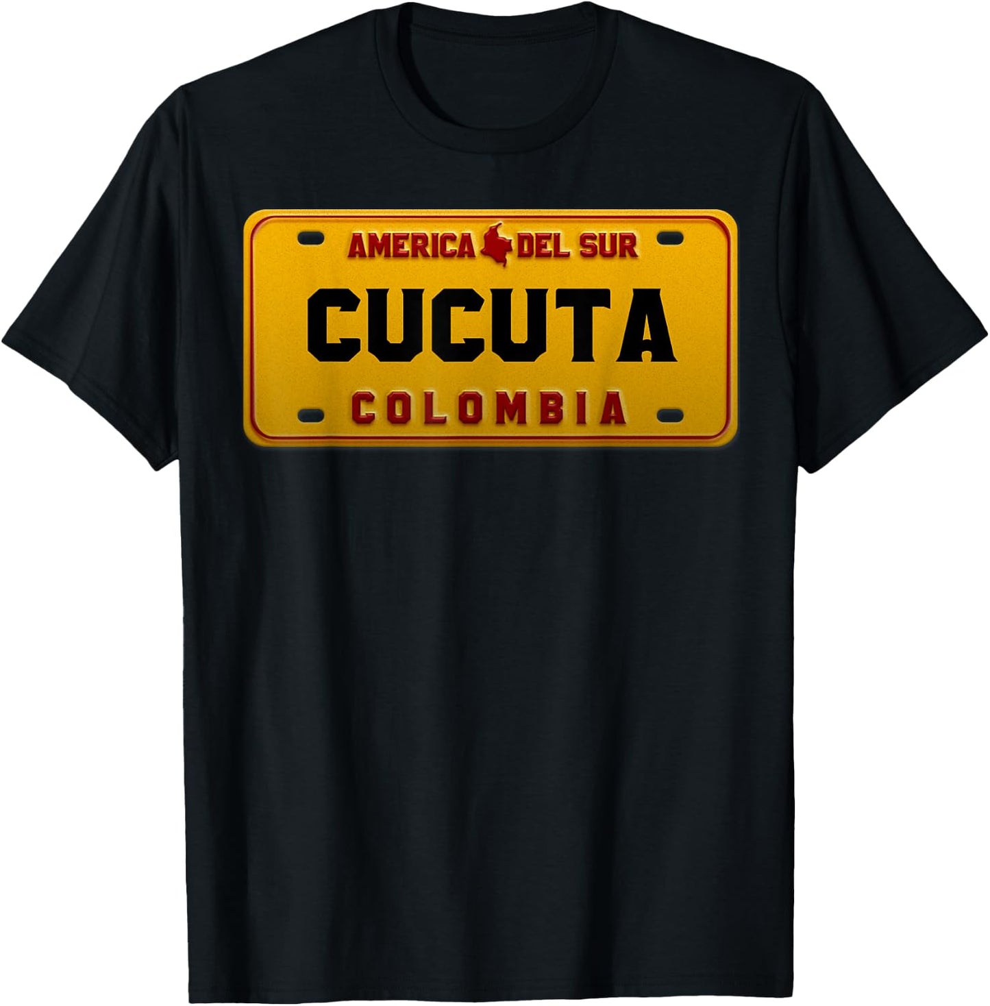 Deportivo Cucuta License Plate Colombian Map T-Shirt - T-Shirt | Black