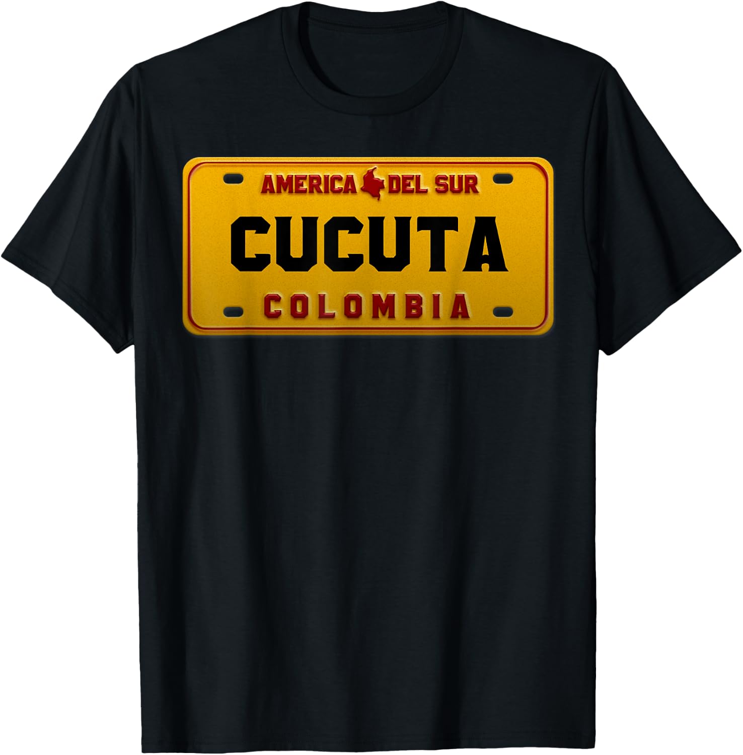 Deportivo Cucuta License Plate Colombian Map T-Shirt - T-Shirt | Black