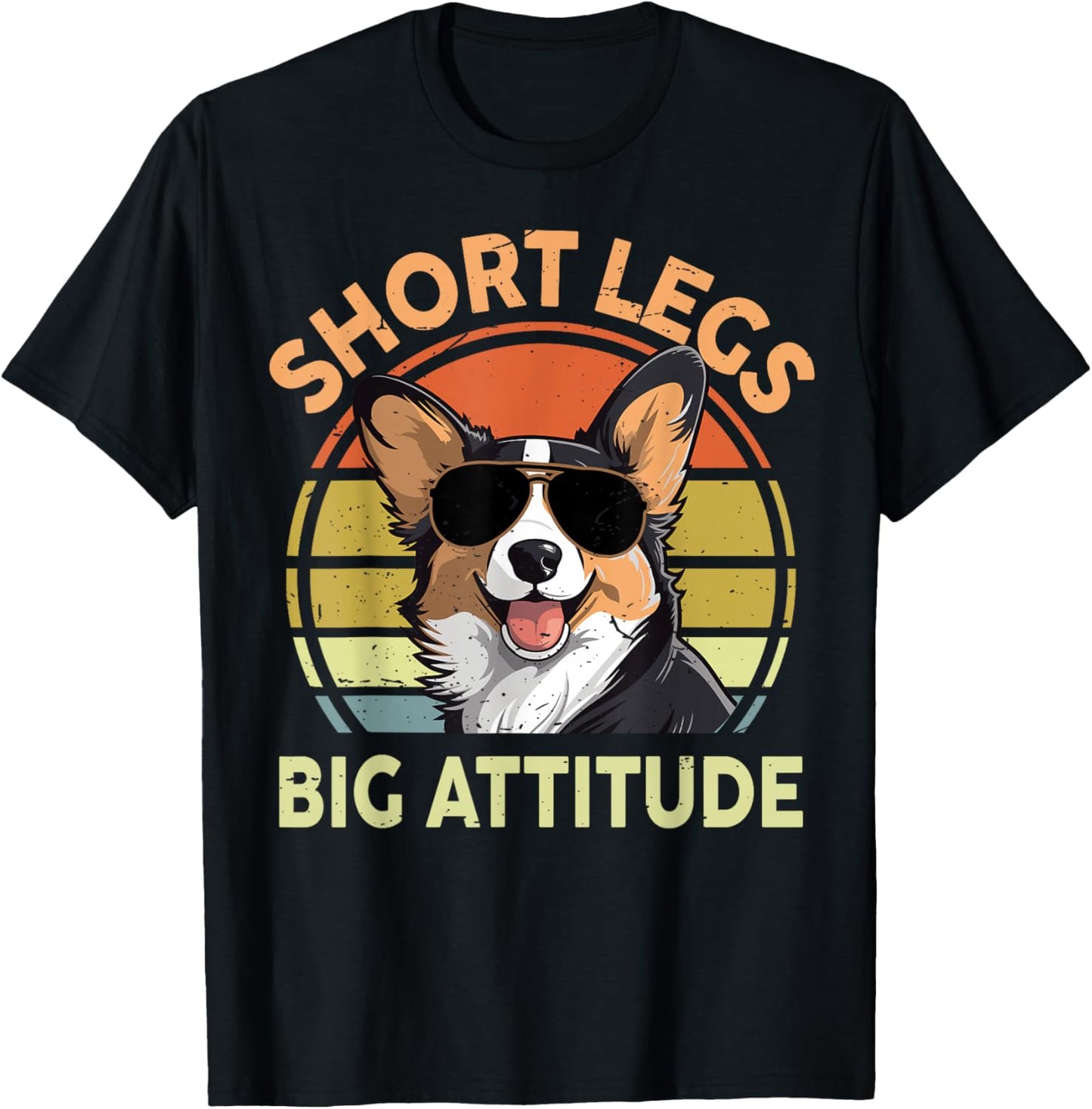 Funny Corgi Short Legs Big Attitude Men Women Dad Mom T-Shirt - T-Shirt | Black