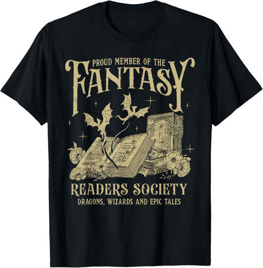 Fantasy Romance Proud Member Of The Fantasy Readers Society T-Shirt - T-Shirt | Black
