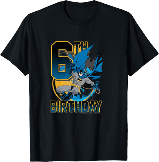 Kids DC Comics Batman 6th Birthday Classic Super Hero Pose Youth T-Shirt - T-Shirt | Black