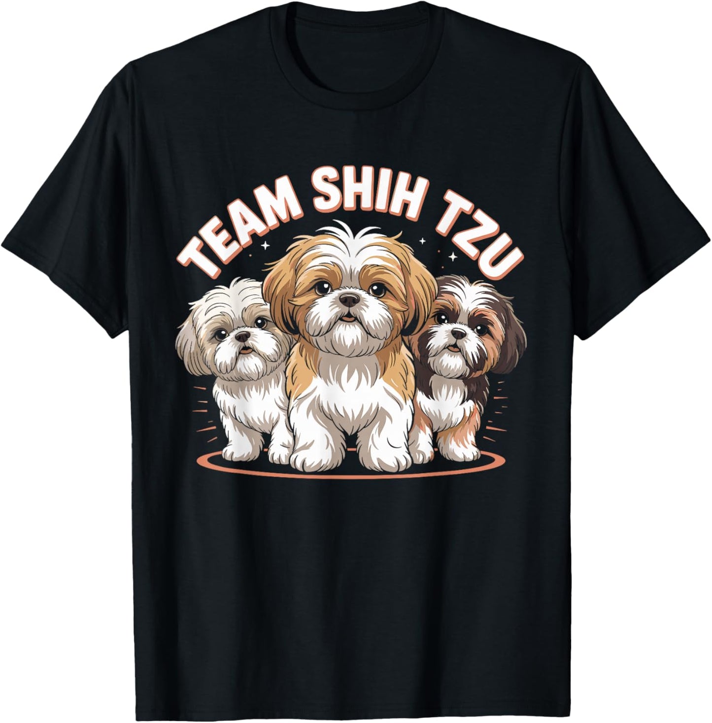 Shih Tzu Team Cute Cartoon Dog Moms Dads Owners Pet Shih Tzu T-Shirt - T-Shirt | Black