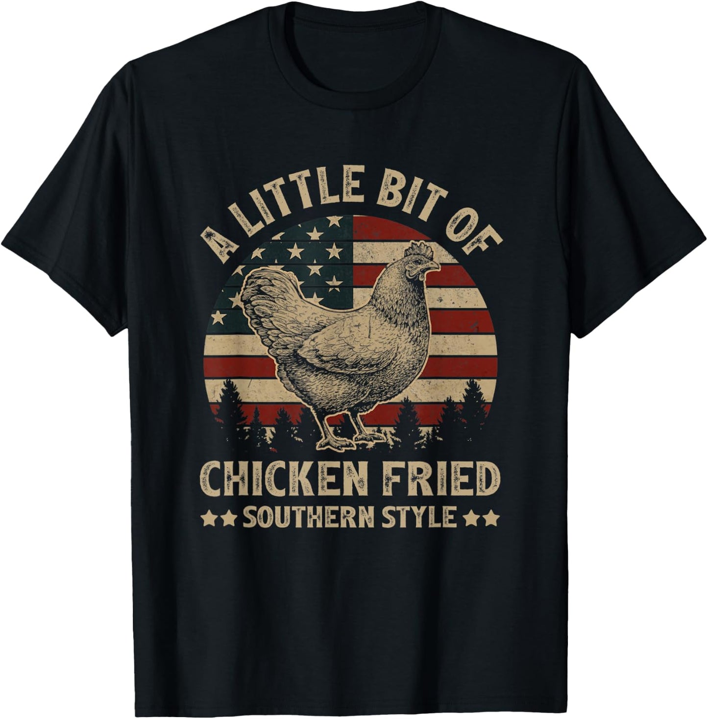 A Little Bit of Chicken Fried Southern Style USA FLag Men T-Shirt - T-Shirt | Black