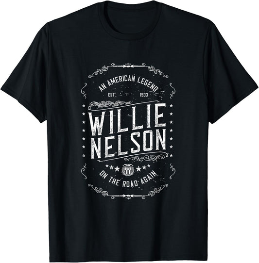 Official Willie Nelson American Legend T-Shirt - T-Shirt | Black