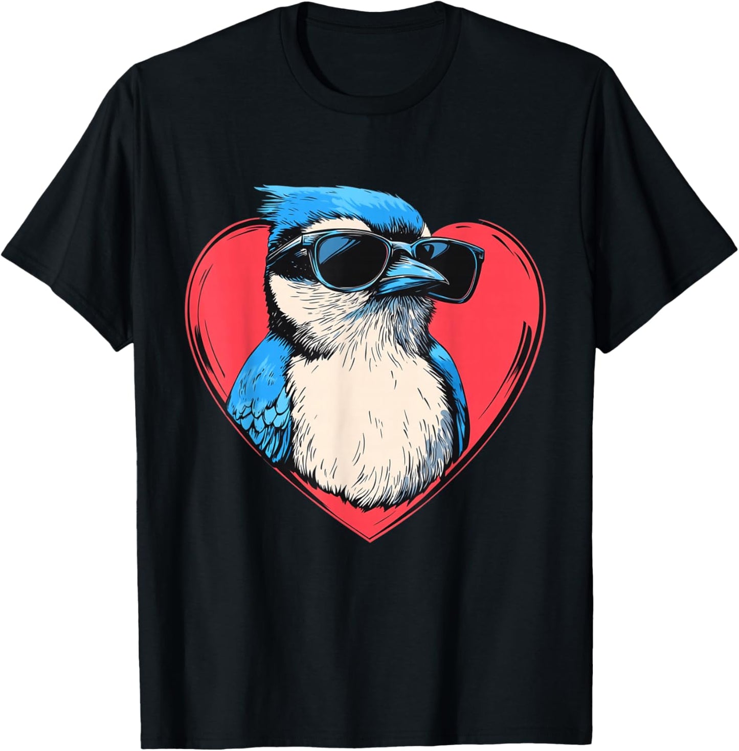 Retro Blue Jay Bird Lover Men Women Kids Valentines Day T-Shirt - T-Shirt | Black