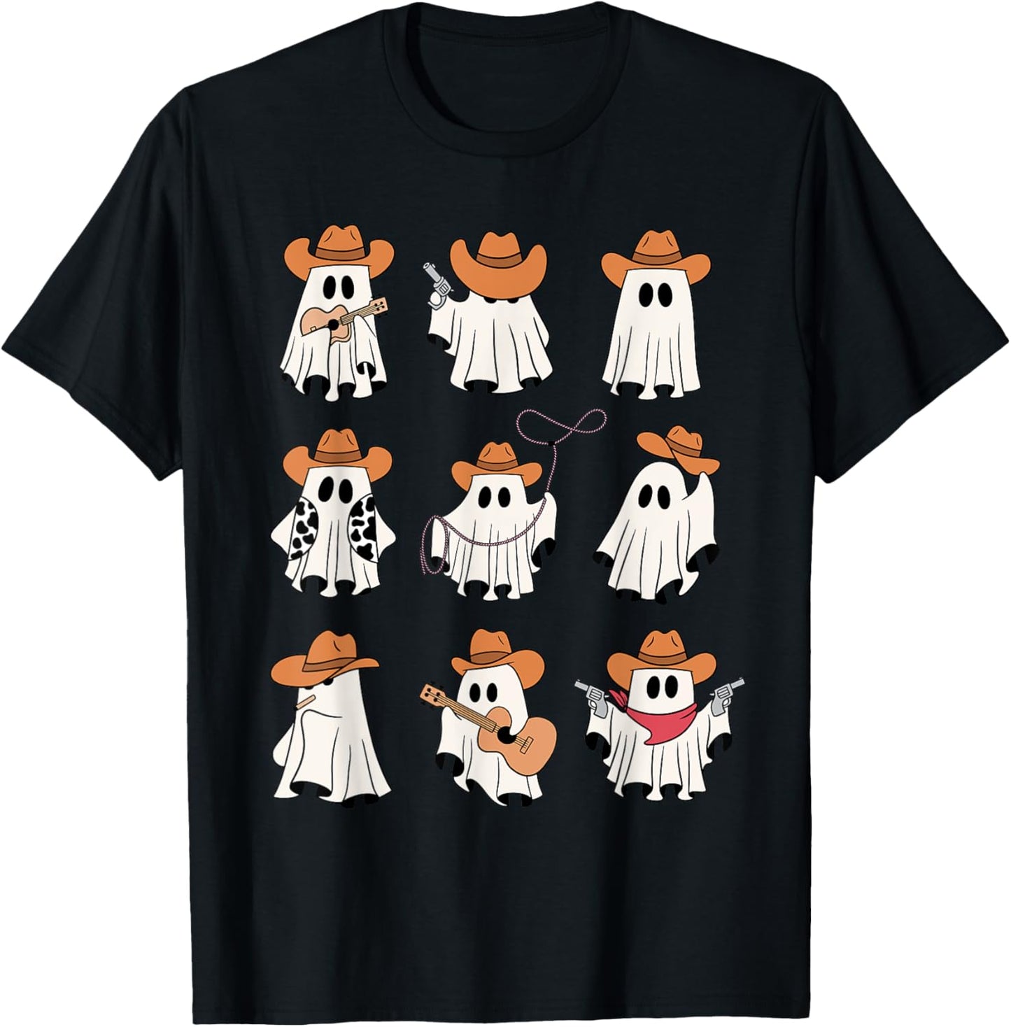Cowboy Ghost Halloween Ghoul Design Funny Cowgirl Cowboy T-Shirt - T-Shirt | Black