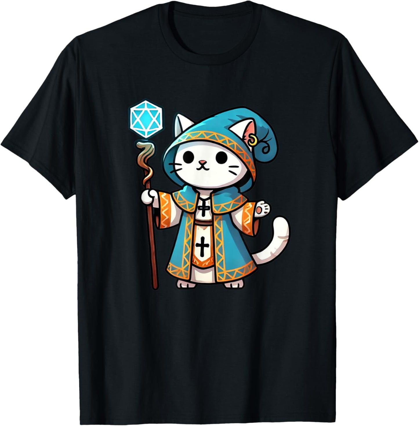 Medieval Cleric Cat T-Shirt - T-Shirt | Black