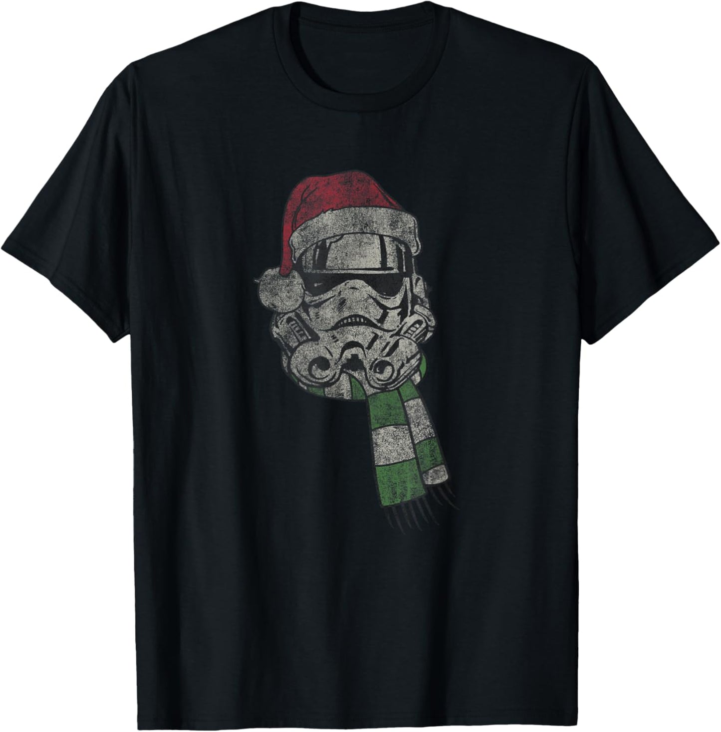 Star Wars Christmas Stormtrooper Santa Hat Distressed Logo T-Shirt - T-Shirt | Black