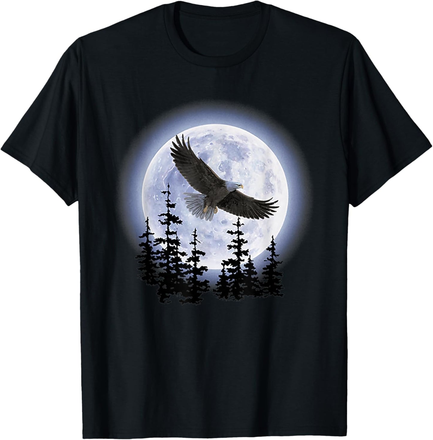 Bald Eagle with Moon T-Shirt - T-Shirt | Black