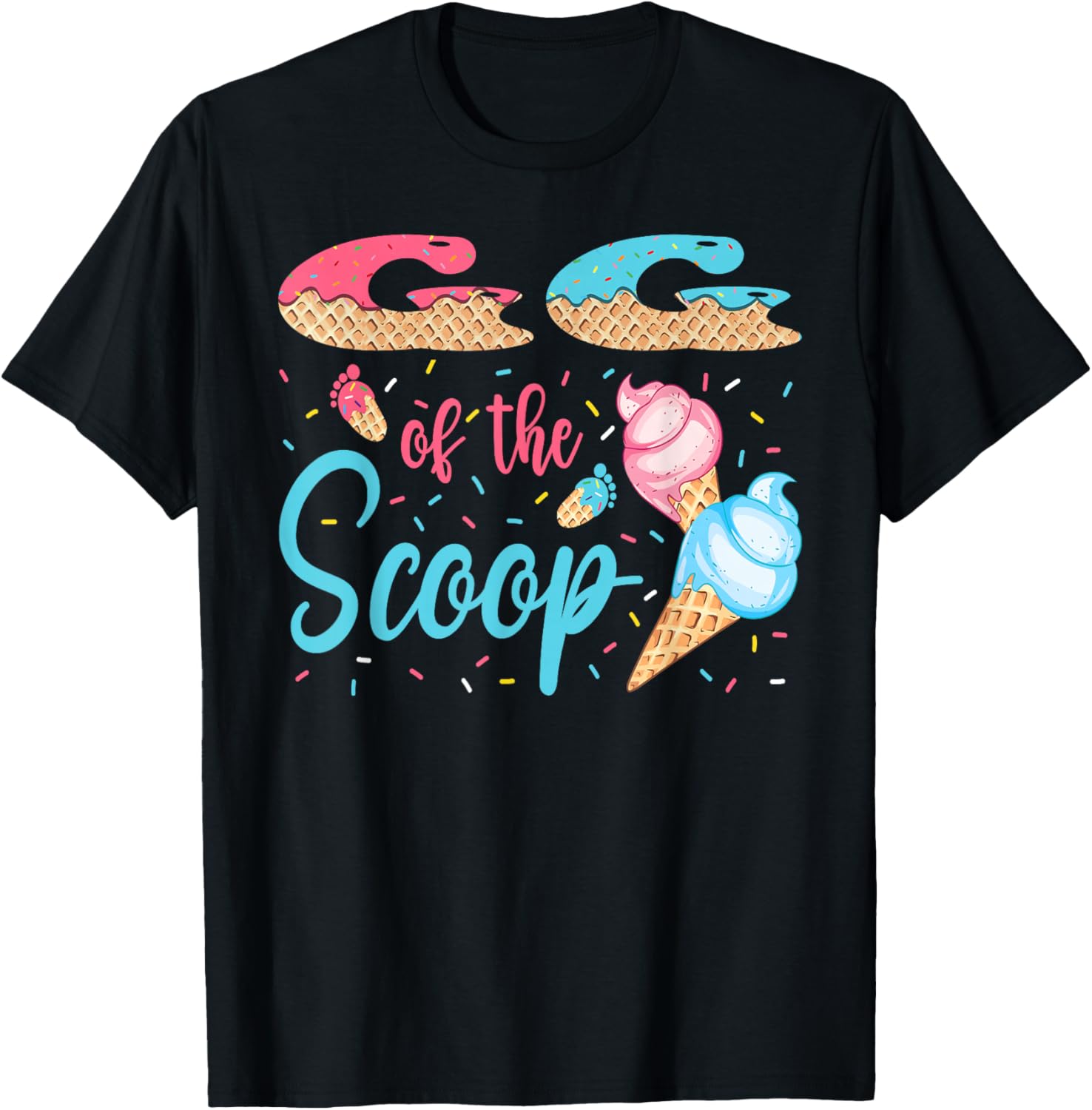 GG Of The Scoop Ice Cream Gender Reveal Baby Shower T-Shirt - T-Shirt | Black