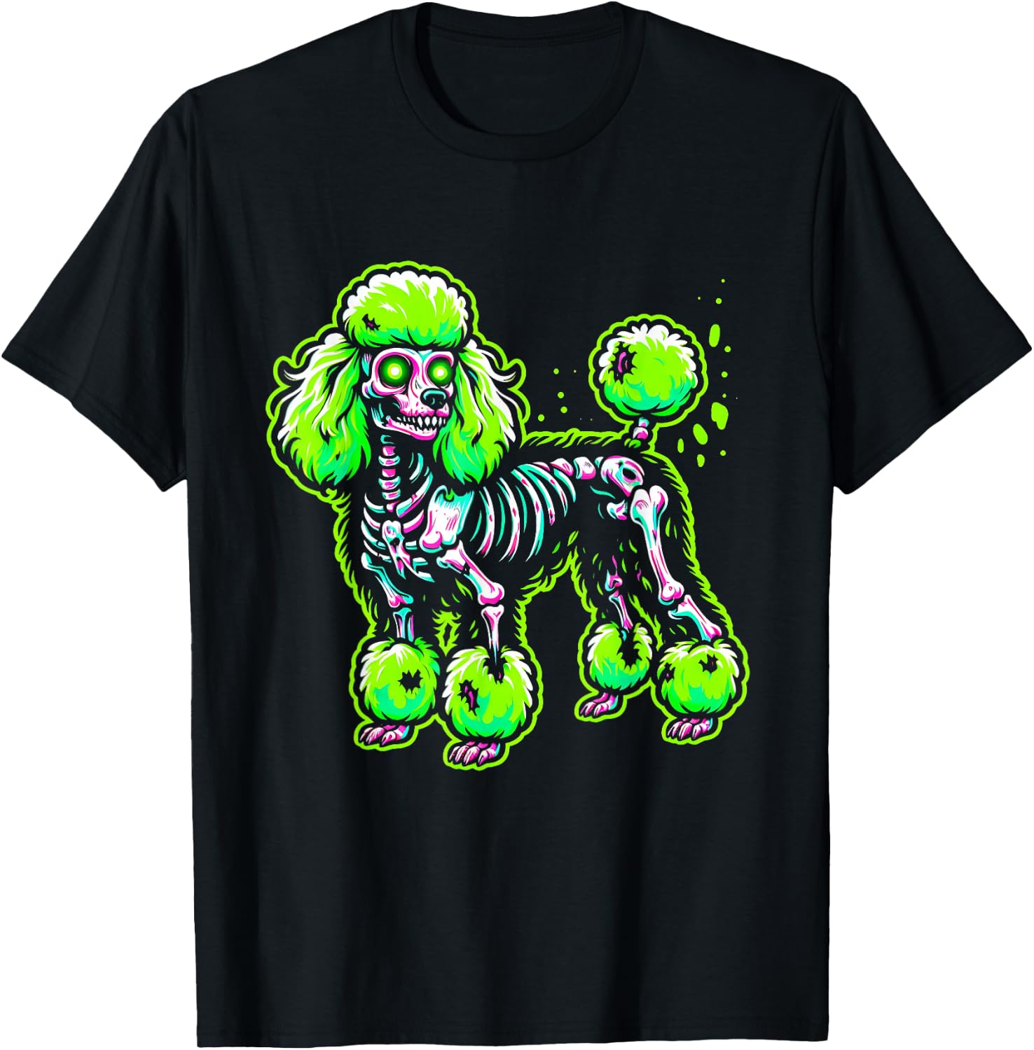 Zombie Poodle Dog Ghost Dark Halloween Horror Skeleton Gifts T-Shirt - T-Shirt | Black