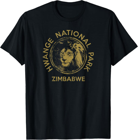 Zimbabwe Lion Hwange National Park African Safari T-Shirt - T-Shirt | Black