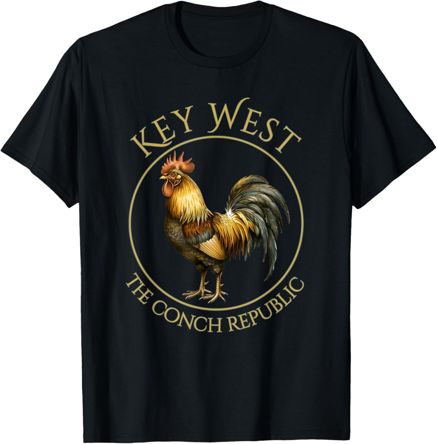 Vintage Rooster Key West Florida Vacation T-Shirt - T-Shirt | Black