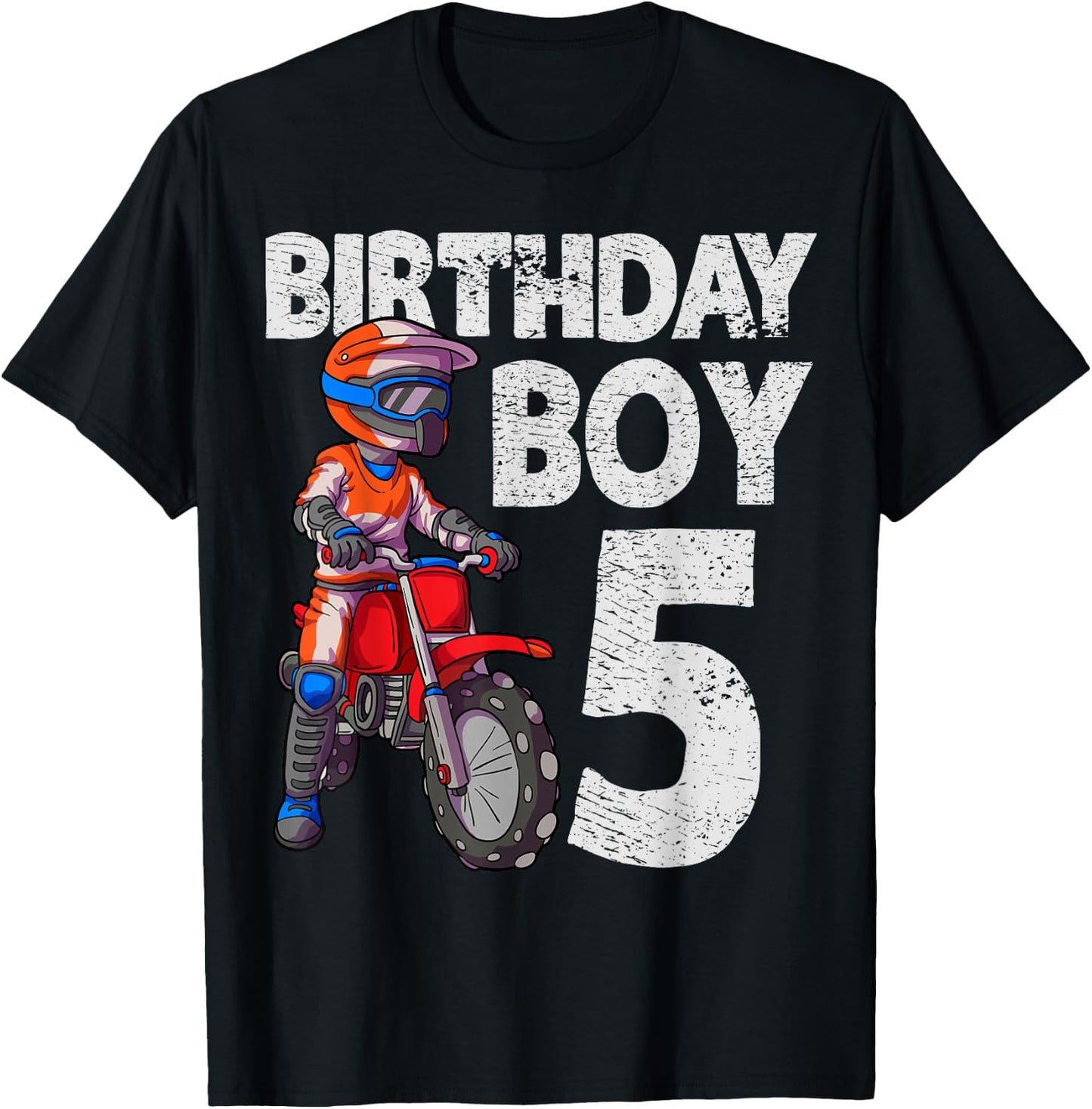 Motocross 5th Birthday Kids MX 5 Year Old Dirt Bike Birthday T-Shirt - T-Shirt | Black