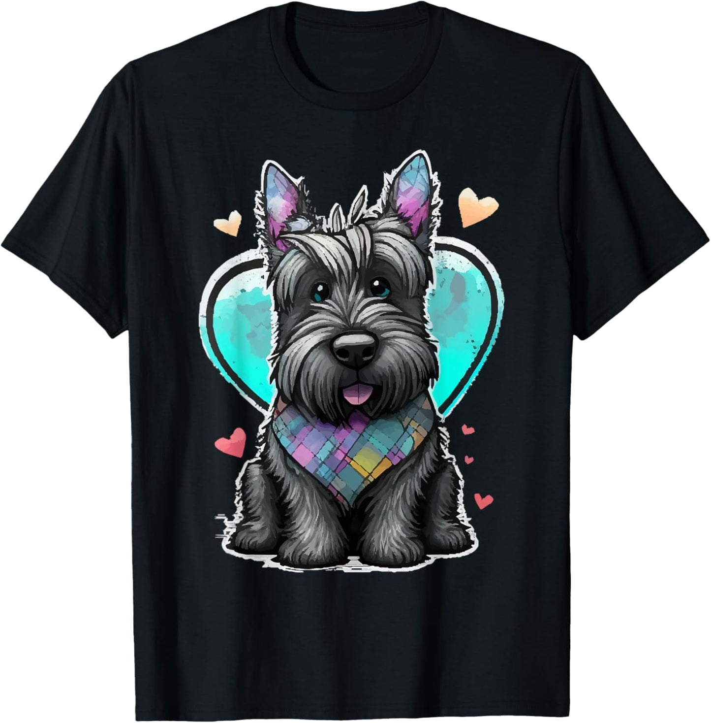 I Love My Scottish Terrier Scottie Dog Valentines Heart Art T-Shirt - T-Shirt | Black