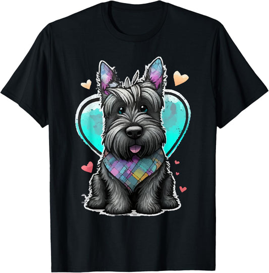 I Love My Scottish Terrier Scottie Dog Valentines Heart Art T-Shirt - T-Shirt | Black