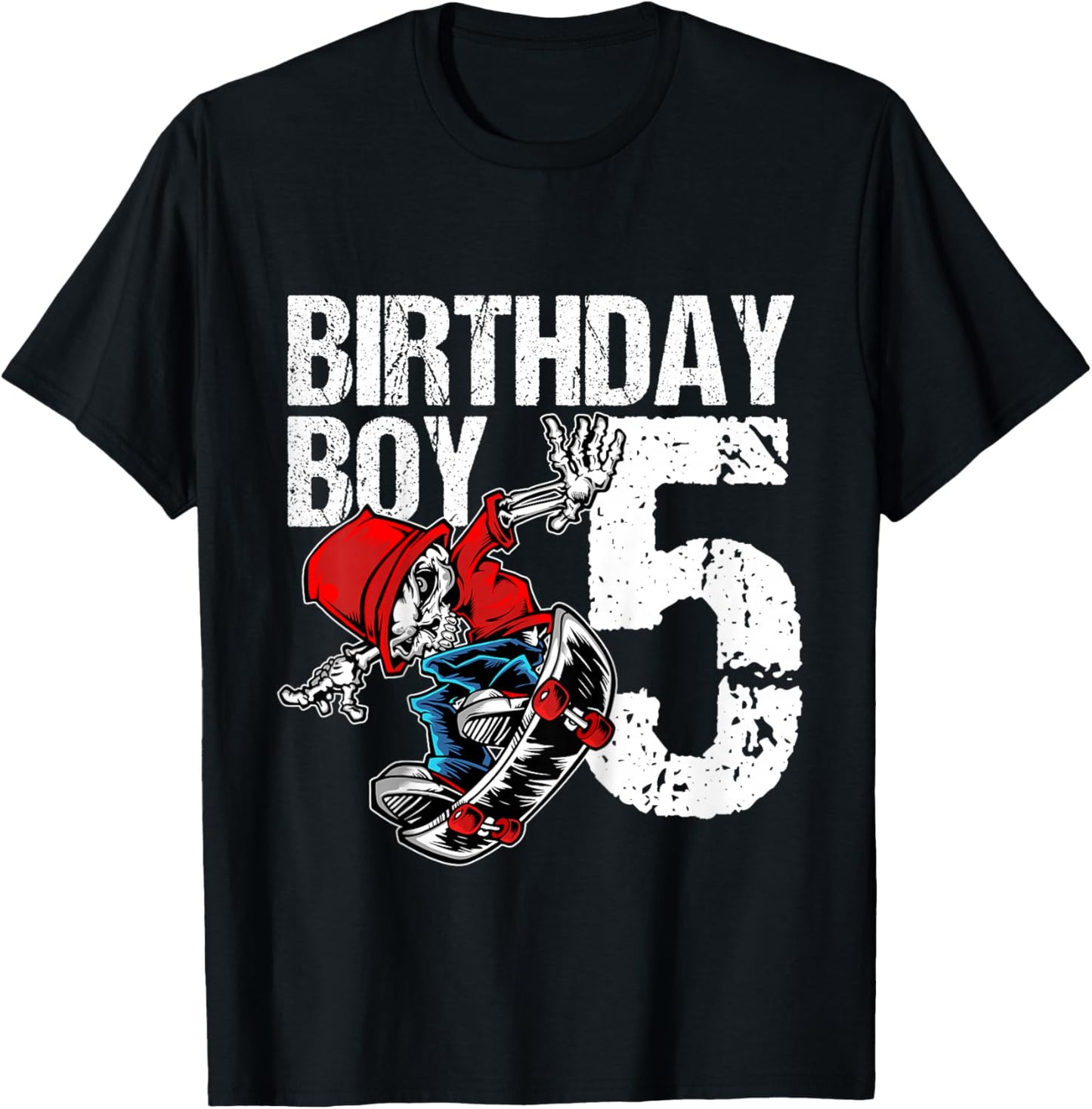5 Year Old Skateboard Birthday Skateboarding Skate 5th Gift T-Shirt - T-Shirt | Black