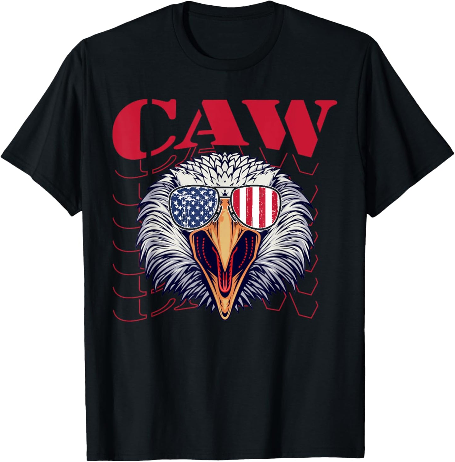 4th Of July Eagle Caw Retro American Flag T-Shirt - T-Shirt | Black