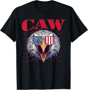 4th Of July Eagle Caw Retro American Flag T-Shirt - T-Shirt | Black