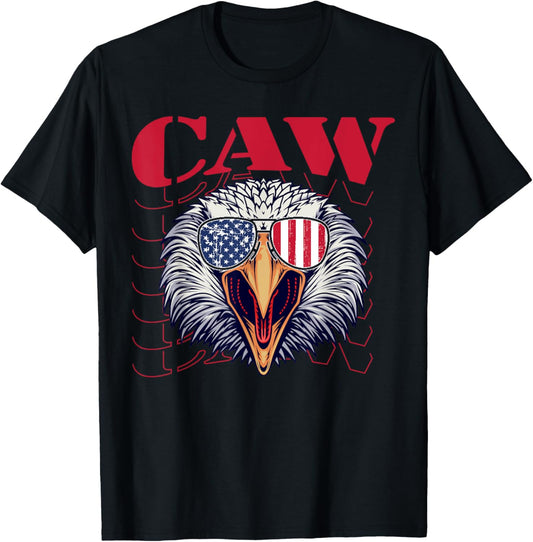 4th Of July Eagle Caw Retro American Flag T-Shirt - T-Shirt | Black