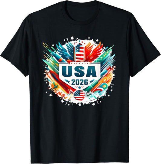 American Flag USA Player 2026 Men Women Boys Kids USA 2026 T-Shirt - T-Shirt | Black