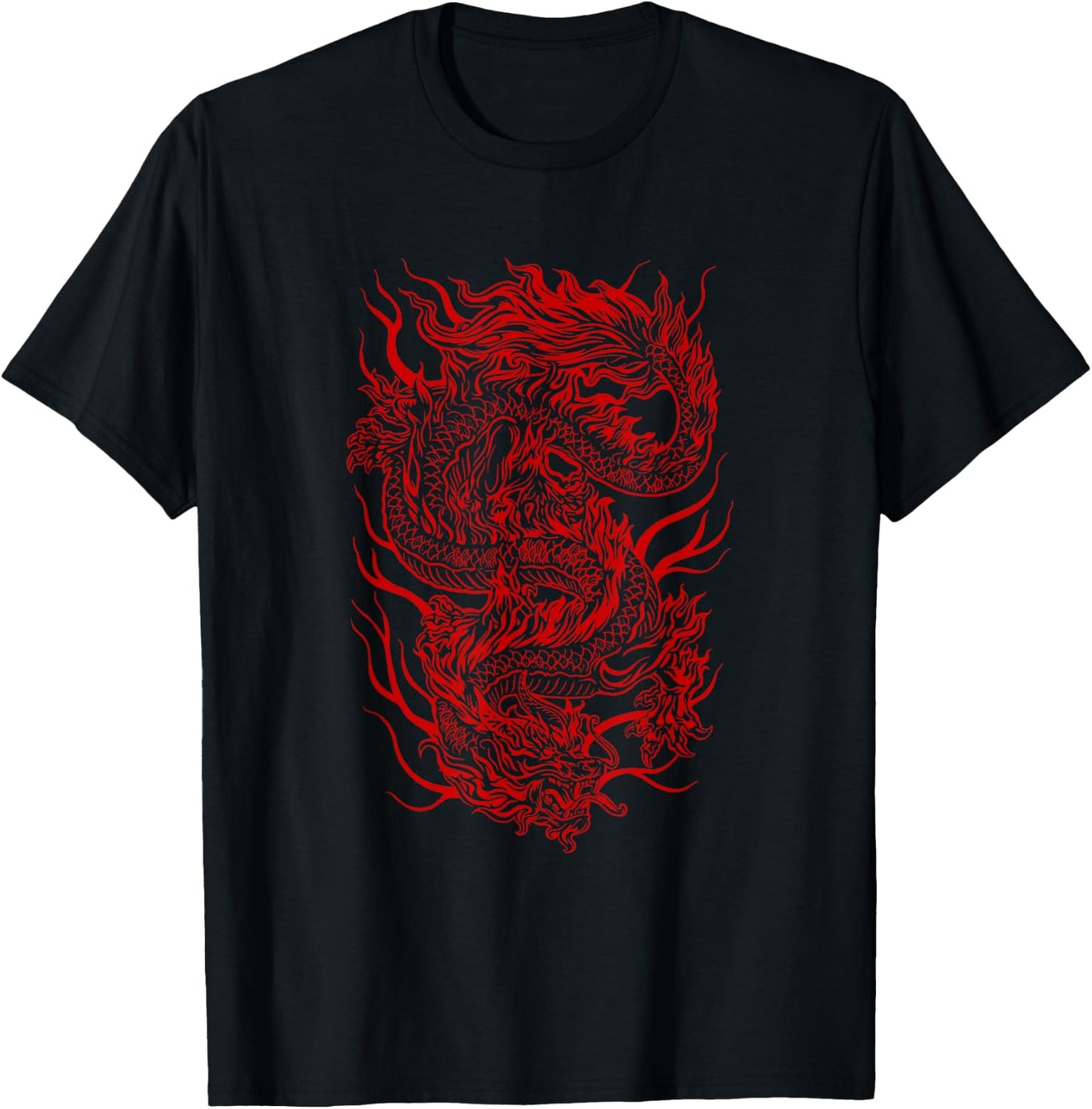 Aesthetic Red Chinese Dragon Grunge Egirl Teen Girls Women T-Shirt - T-Shirt | Black