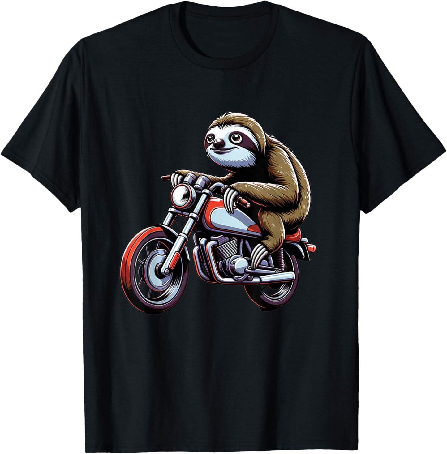 Sloth rides a Motorcycle for a Motorcycle Rider Sloth Fan T-Shirt - T-Shirt | Black