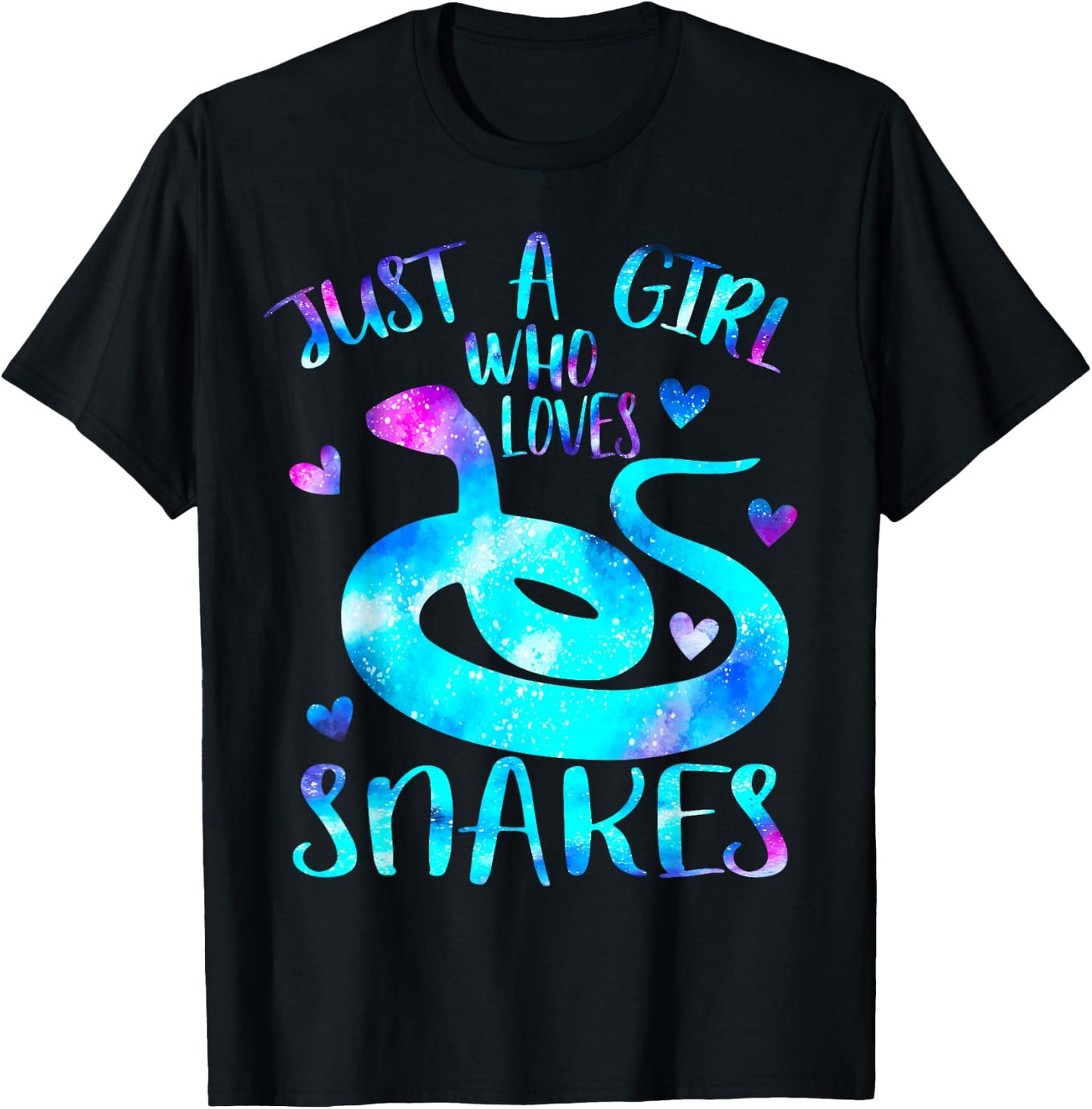 Just a Girl Who Loves Snakes Theme Cute Snake Lover Galaxy T-Shirt - T-Shirt | Black