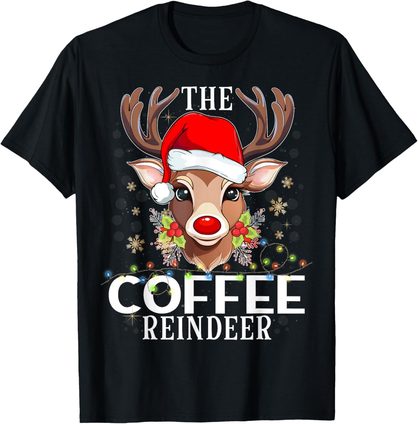 Matching Christmas The Coffee Reindeer Family T-Shirt - T-Shirt | Black