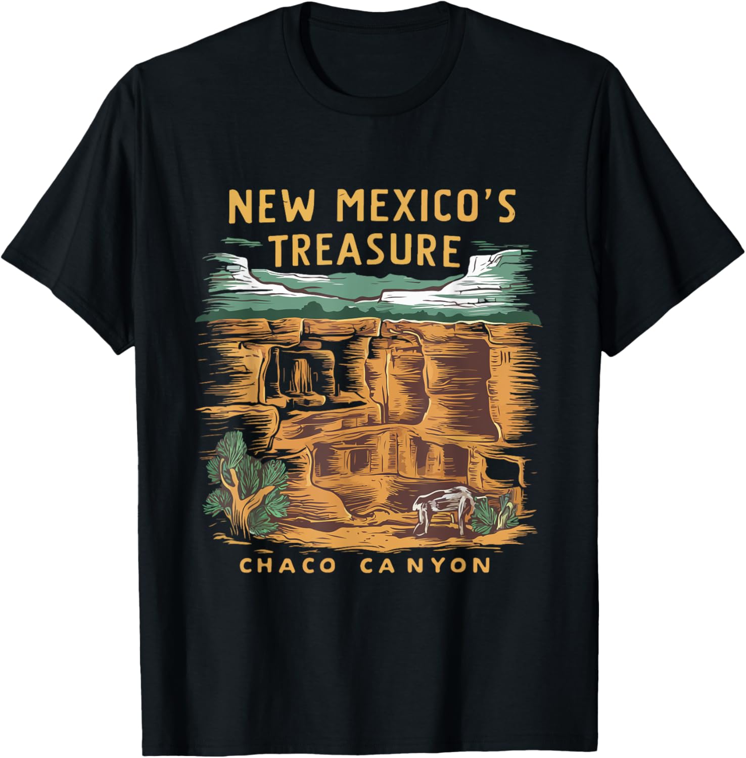New Mexico Treasure Chaco Canyon National Park T-Shirt - T-Shirt | Black