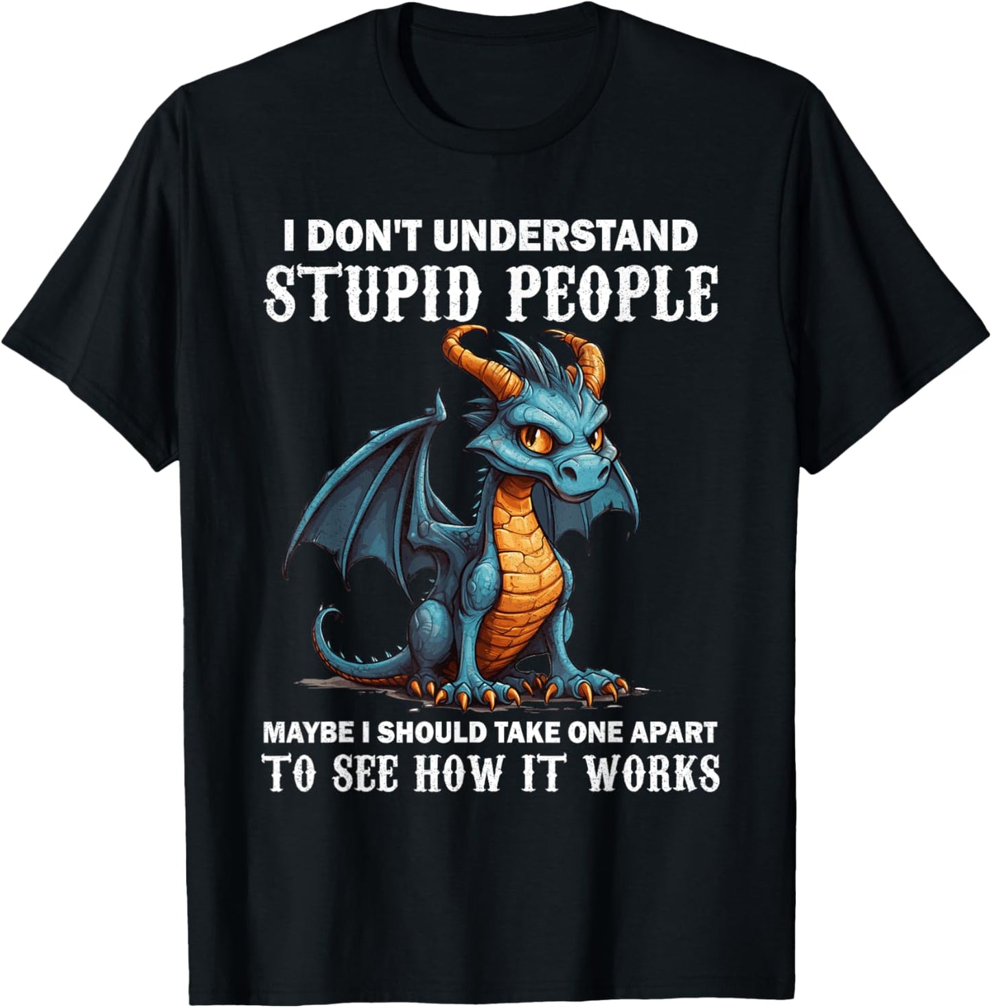 I Don't Understand Stupid People Cute Dragons Lover Funny T-Shirt - T-Shirt | Black