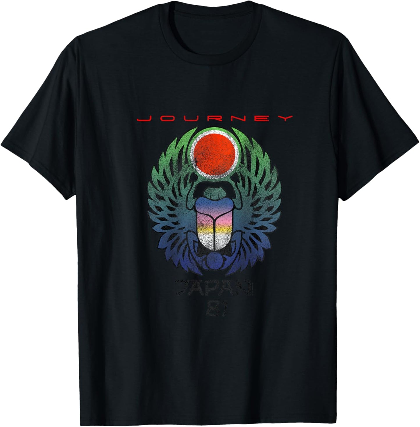 Journey Infinity Wings Vivid Scarab Music Vintage Band Raglan Baseball T-Shirt - T-Shirt | Black